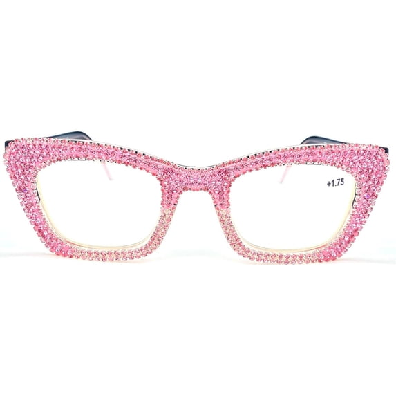 Oprah style Bling Rhinestone Square Reading Glasses For Women Shiny Diamond Blue Light Blocking Eyeglasses