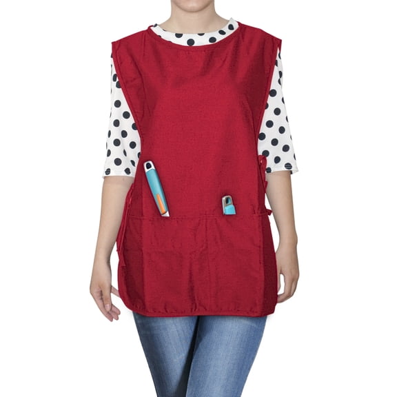 Opromo 12 Pcs Adult Unisex Cobbler Apron with 2 front pockets, Art Smock-Red