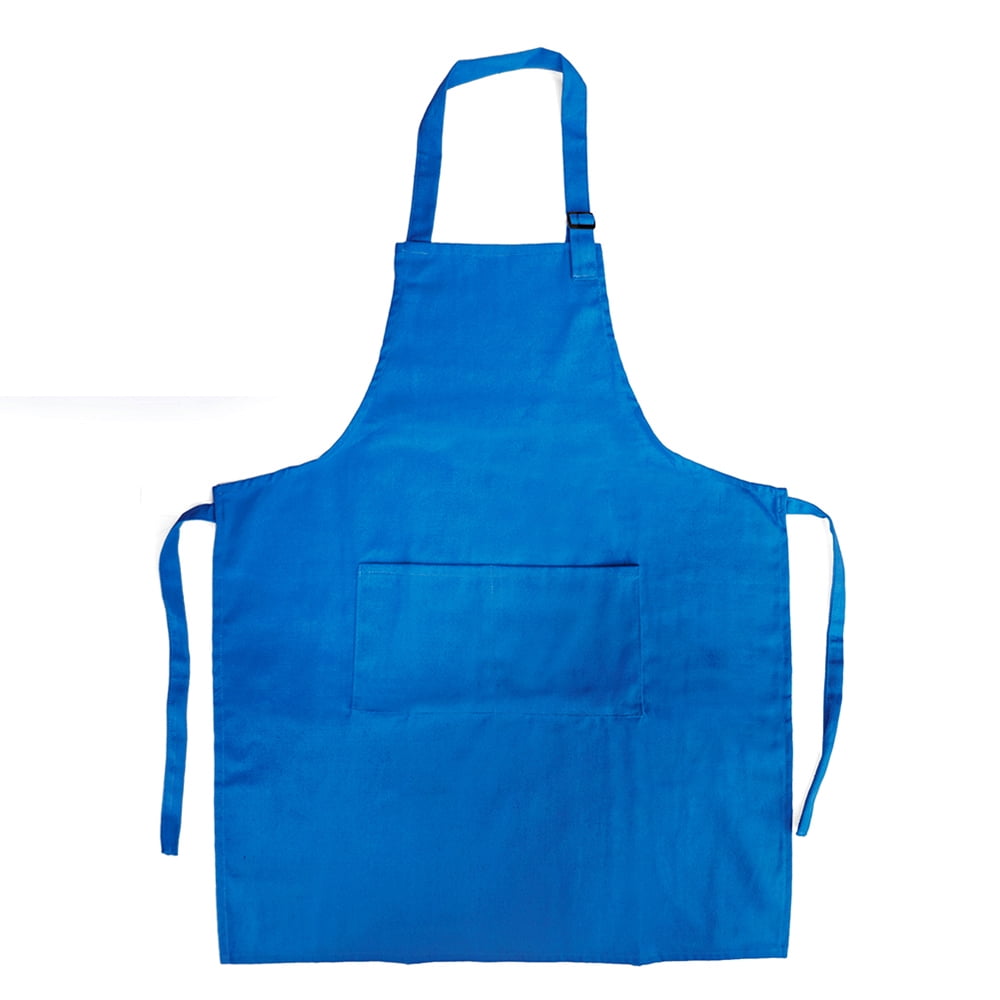 Opromo 2-Pack Cotton Canvas Adjustable Chef Kitchen Aprons-Blue-L