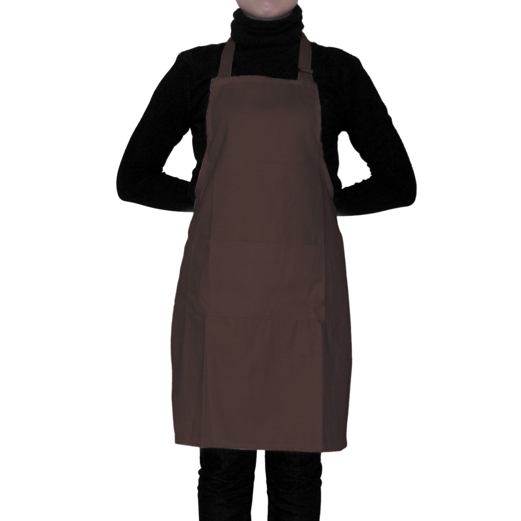 Opromo 2-Pack Cotton Canvas Adjustable Chef Kitchen Aprons-Coffee-L