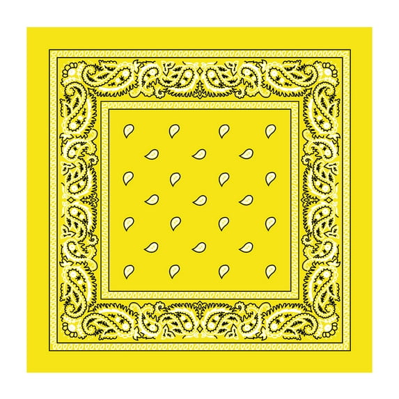 Opromo 6 Pcs 100% Cotton Paisley Bandana, 22" W x 22" H-Yellow