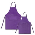 thumbnail image 1 of Opromo Colorful Cotton Canvas Kid\'s & Adult\'s Aprons with Pocket, Artist Apron & Chef Apron in Set (Purple, 25"L x 21"W/29"L x 24"W), 1 of 7