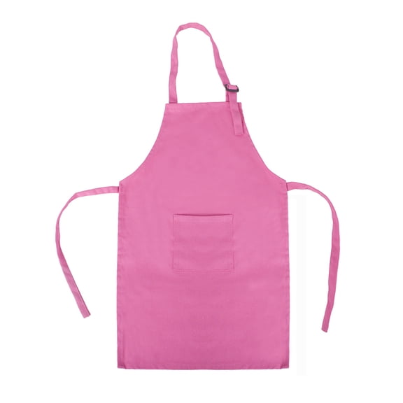 Opromo Colorful Cotton Canvas Kid's Aprons with Pocket, Artist Apron & Chef Apron (Hot Pink, 21"L x 13"W)