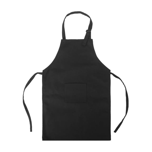Opromo Colorful Cotton Canvas Kids Aprons with Pocket, Artist Apron & Chef Apron (Black, 23"L x 17"W)