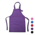 thumbnail image 1 of Opromo Cotton Canvas Kids Aprons with Adjustable Neck Strap and Pocket, Artist Apron & Chef Apron for Cooking, Baking, Painting (S-XXL)-Purple-XL, 1 of 6