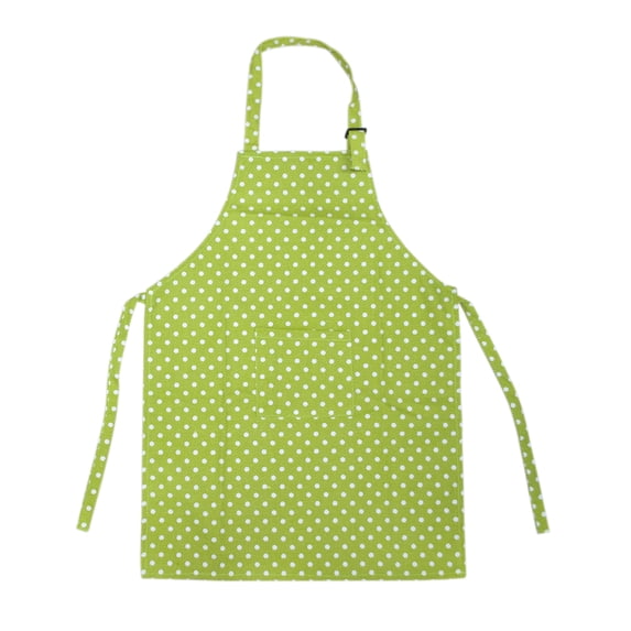 Opromo Cotton Canvas Kids Aprons with Pocket, Medium Bib, 3-5 Years Old-green dot-1 Pcs