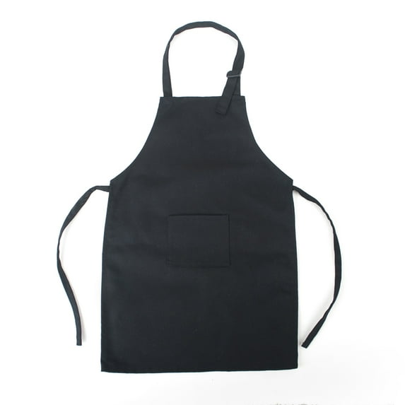 Opromo Durable Cotton Canvas Kids Aprons with Pocket, String Adjustable, 23" x 17"-Black-2 pack