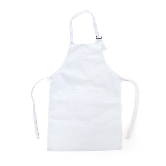 Opromo Durable Cotton Canvas Kids Aprons with Pocket, String Adjustable, 23" x 17"-White-48 Pack