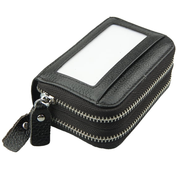 Opromo Leather Credit Card Case Holder RFID Accordion Wallet Purse with ID Window for Women-Black