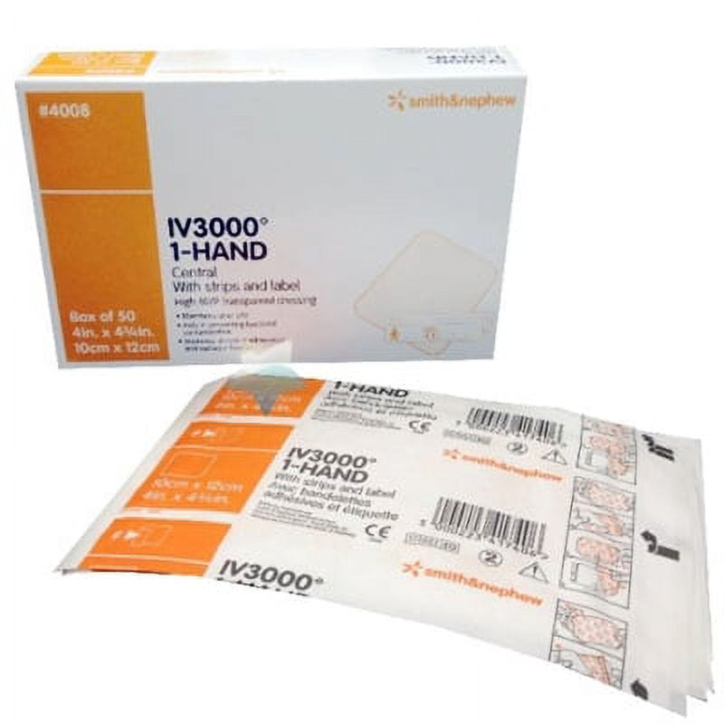 Opsite IV3000 1 Hand IV Dressing, 4 X 4.75 Inch Film, Smith & Nephew