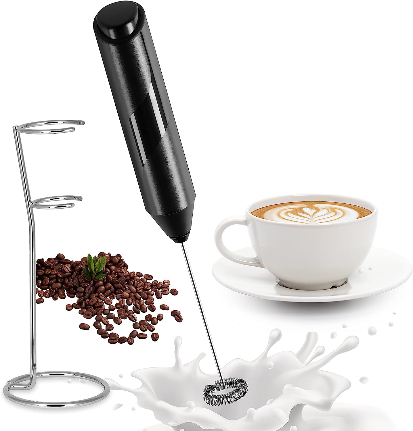 Opspring Milk Frother Handheld for Coffee,Drink Mixer Handheld Milk Foamer  with USB Rechargeable Coffee Frother Milk Whisk 2 in 1for Coffee