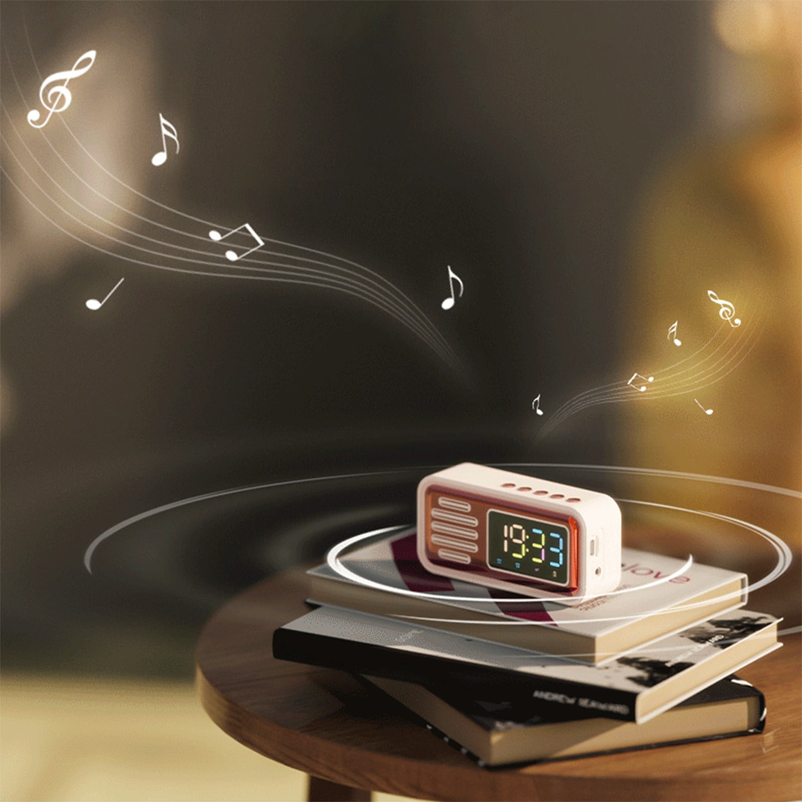 Audio Clock Opspring Retro Bluetooth Audio Alarm Clock - IPX5 Water Resistance, TF ...