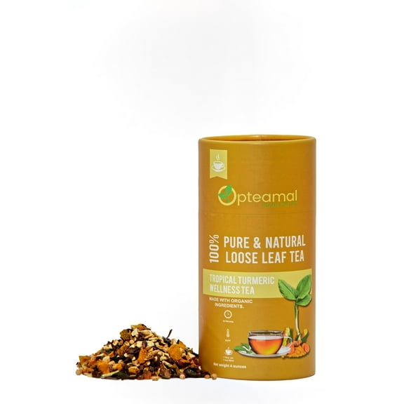 Opteamal Teas Organic Pure Loose Leaf Tea, Tropical Turmeric, 4oz