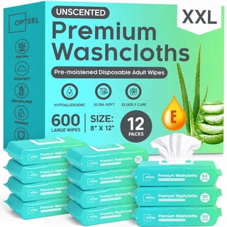 Opteel Adult Wipes Extra Large Disposable Washcloths No Rinse Cleansing Cloths for Personal Hygiene and Incontinence Care, 600 Count