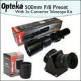 thumbnail image 1 of Opteka 500mm f/8 High Definition Preset Telephoto Lens + Lens Converter To Telescope + 2X Teleconverter Kit, 1 of 5