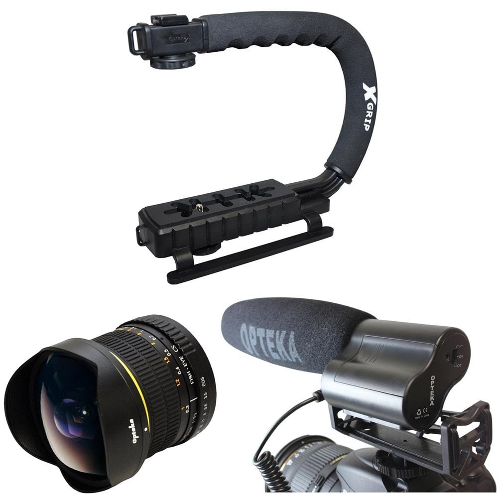 Fiddling Camera Opteka Action Filming Kit with 6.5mm Fisheye, X-Grip and Video Shotgun ...