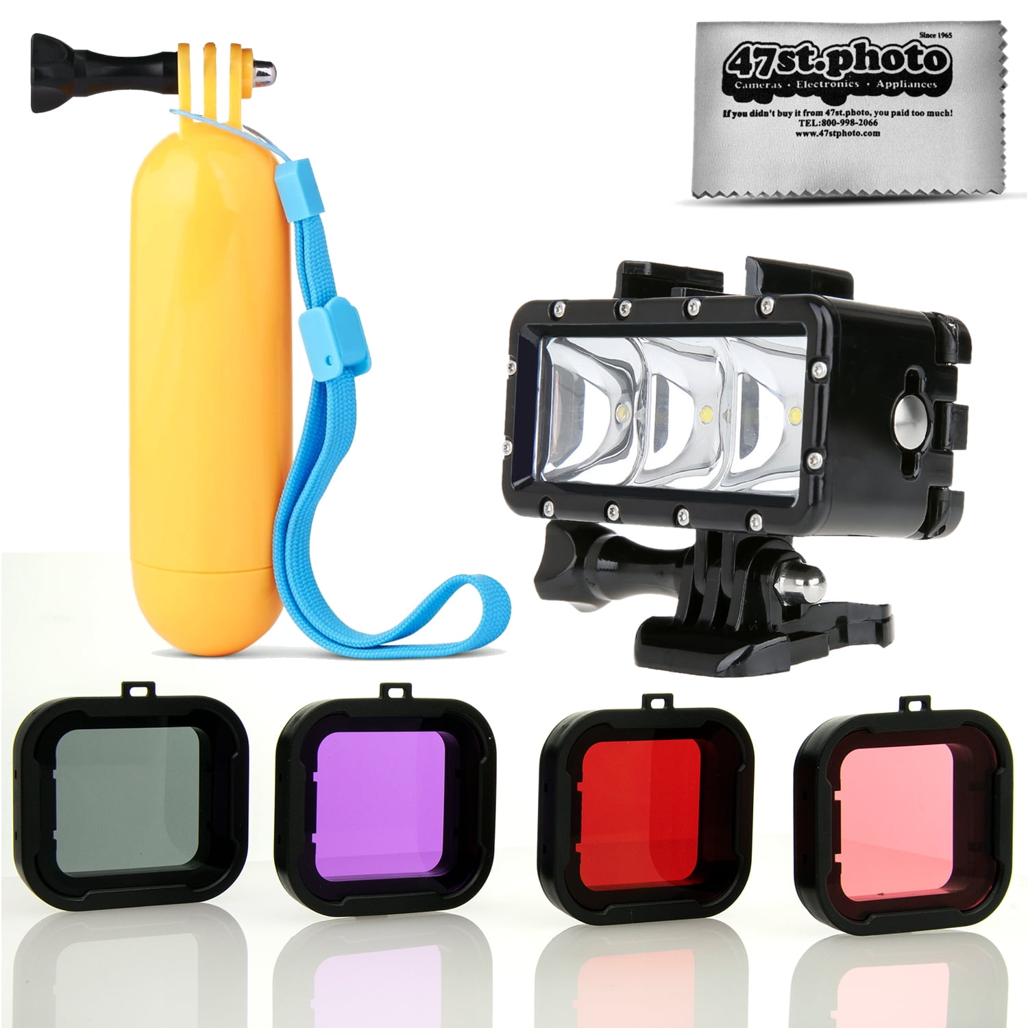 Opteka Floating Hand Grip + Waterproof LED Flash Light + Scuba 4PC ...