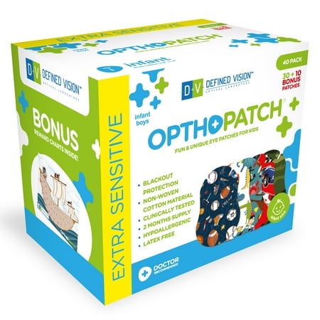 Opthopatch Eye Patches for Infants - Boys' Design [Series I] - 40 count + 1 Reward Chart
