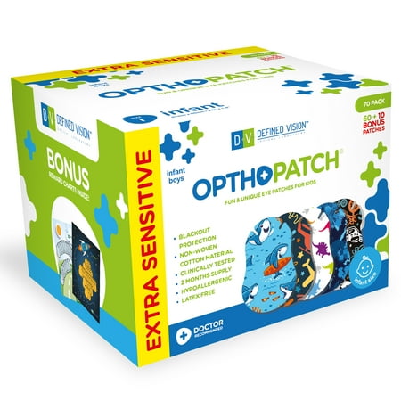 Opthopatch Eye Patches for Infants - Boys' Design [Series II] - 70 count + 2 Reward Charts
