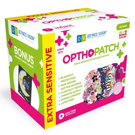 Opthopatch Eye Patches for Infants - Girls' Design [Series II] - 40 count + 1 Reward Charts