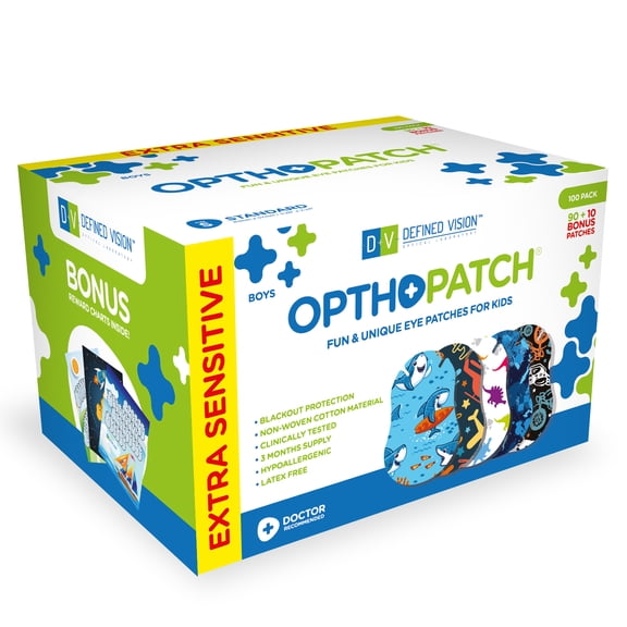 Opthopatch Eye Patches for Kids - Boys' Design [Series II] - 100 count + 3 Reward Charts