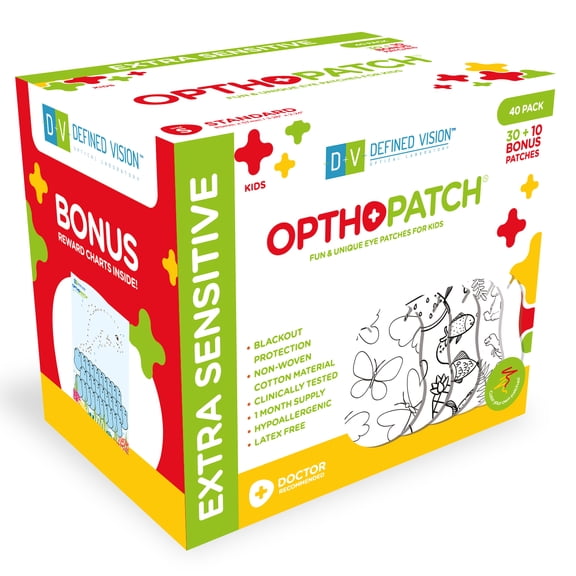 Opthopatch Eye Patches for Kids - Color Your Own Patch - 40 count + 1 Reward Chart