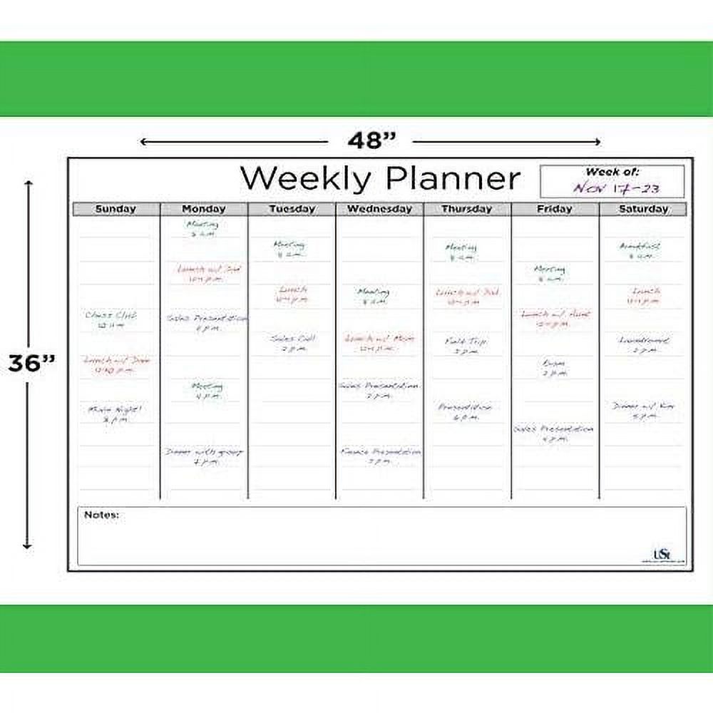 Opti Clear Large Dry Erase Weekly Wall Calendar, 1 Week, 36"X48"; WIPES