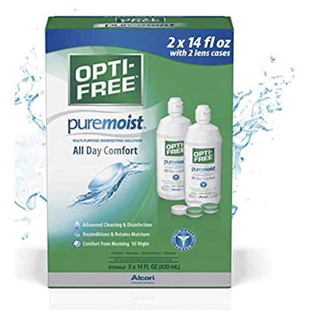 Opti-Free PureMoist Contact Lens Care Solution, 2 pk/14 fl oz with 2 Lens Cases