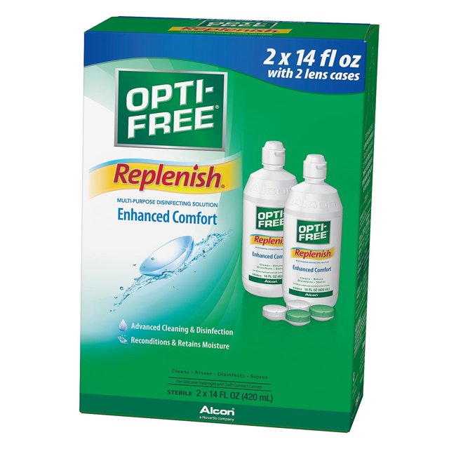 OptiFree Replenish MultiPurpose Contact Solution, 14 Oz, 2 Ct