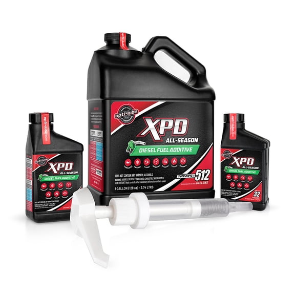 Opti-Lube XPD All Seasons Diesel Fuel Additive - 1 Gallon with Accessories (1 Hand Pump & 2 Empty 8oz Bottles) (1 Gallon XPD with Hand Pump and Regular Accessory Bottles)