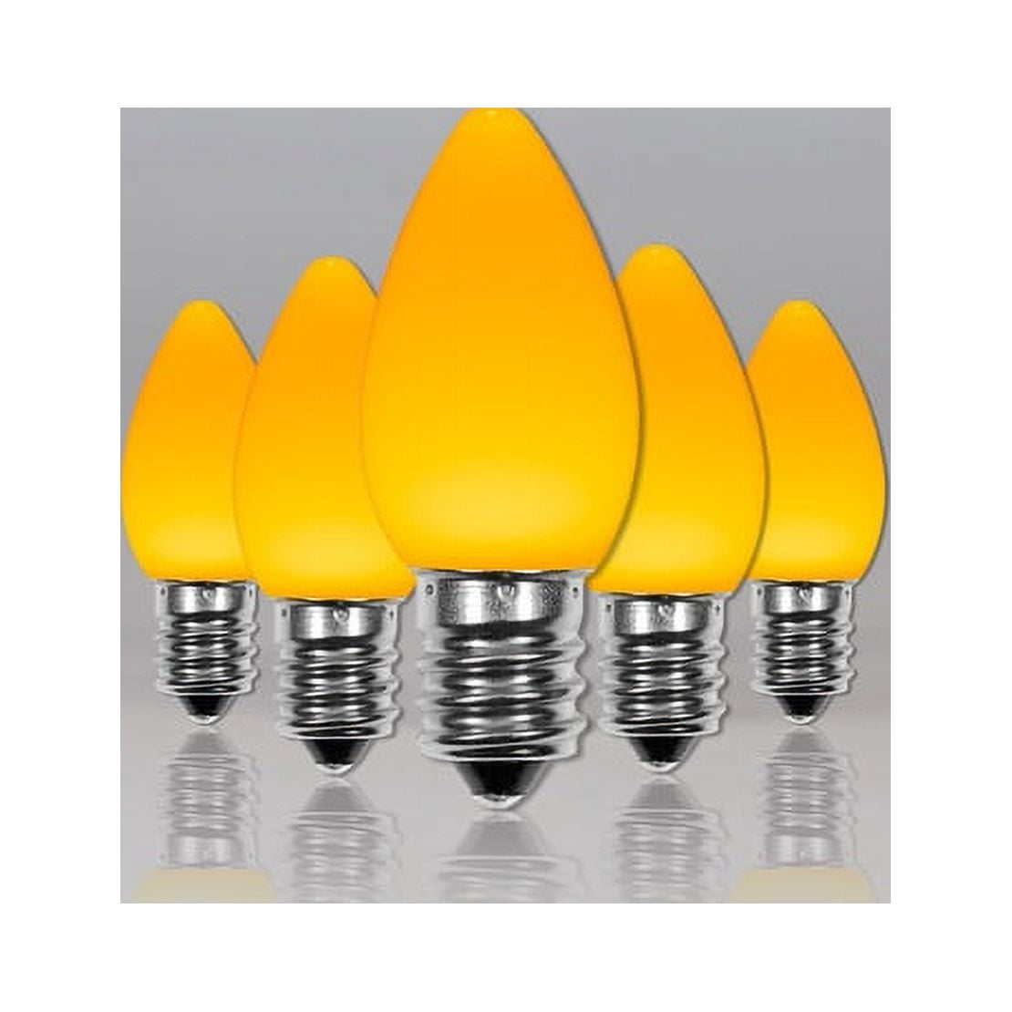 OptiCore C7 Opaque Ceramic Style Gold LED Christmas Lights Replacement Bulbs, Pack of 25, Shatterproof 0.84W, E12 Base