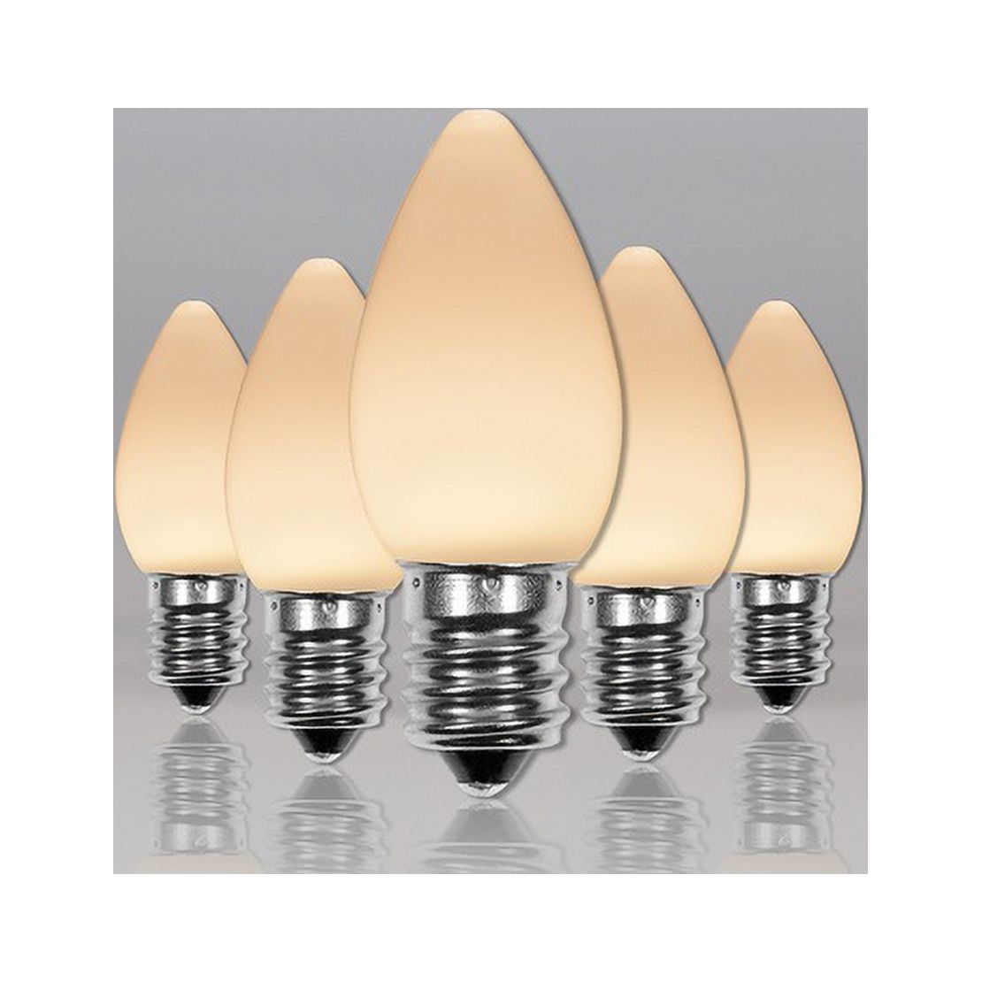 OptiCore C7 Opaque Ceramic Style Warm White LED Christmas Lights Replacement Bulbs, Pack of 25, Shatterproof 0.84W, E12 Base