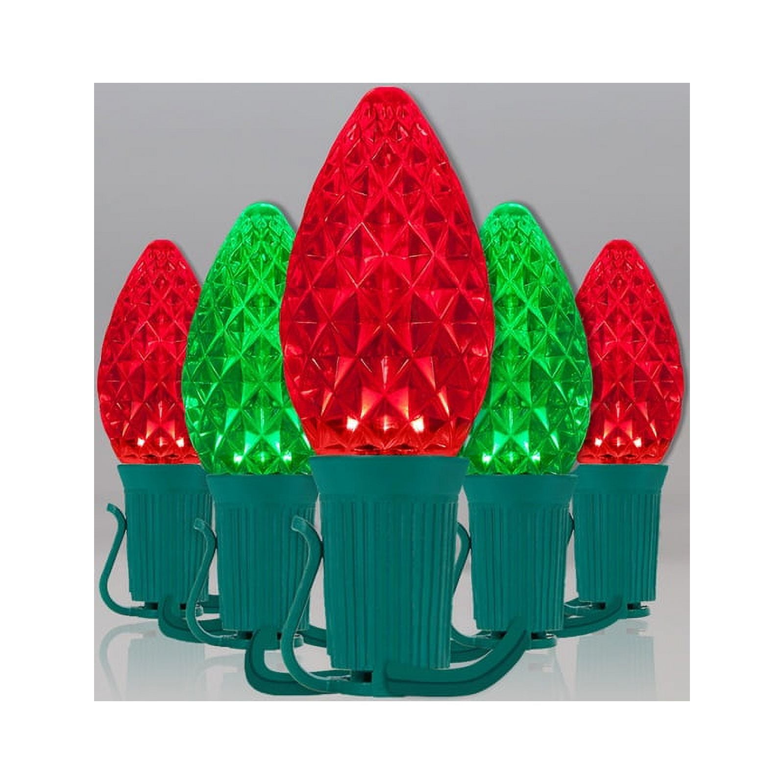 OptiCore C7 Red and Green Christmas Lights, LED String Lights with