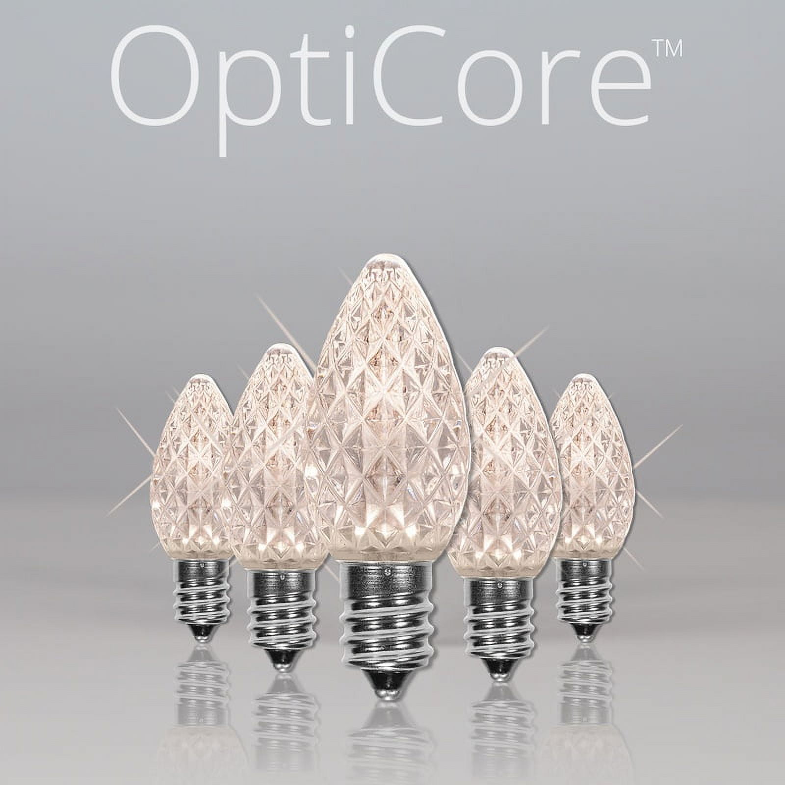 OptiCore C7 Shatterproof Warm White Twinkle LED Christmas Replacement Bulbs for String Lights, Pack of 25, 0.84W, E12 Base