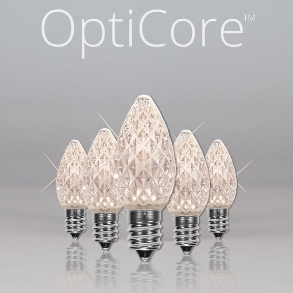 OptiCore C7 Shatterproof Warm White Twinkle LED Christmas Replacement Bulbs for String Lights, Pack of 25, 0.84W, E12 Base