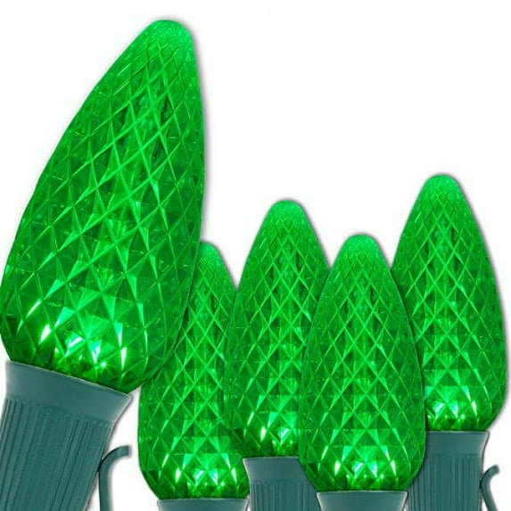 OptiCore C9 LED Green Christmas Lights, String Lights with Shatterproof Christmas Bulbs, 25 Lights, 25'