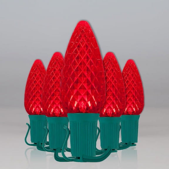 OptiCore C9 LED Red Christmas Lights, String Lights with Shatterproof Christmas Bulbs, 50 Lights, 50'