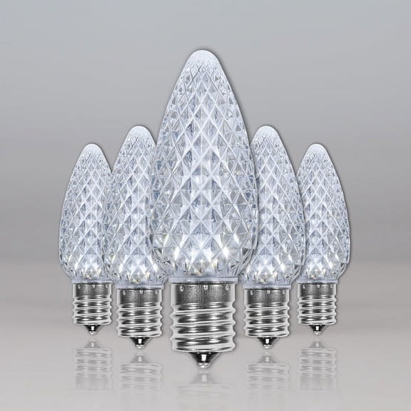 OptiCore C9 Shatterproof Cool White LED Christmas Lights Replacement Bulbs for String Lights, Pack of 25, 0.84W, E17 Base