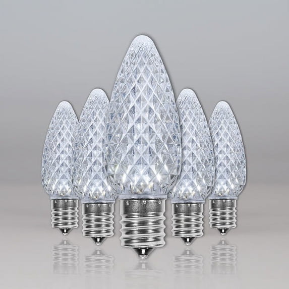 OptiCore C9 Shatterproof Cool White LED Christmas Lights Replacement Bulbs for String Lights, Pack of 25, 0.84W, E17 Base