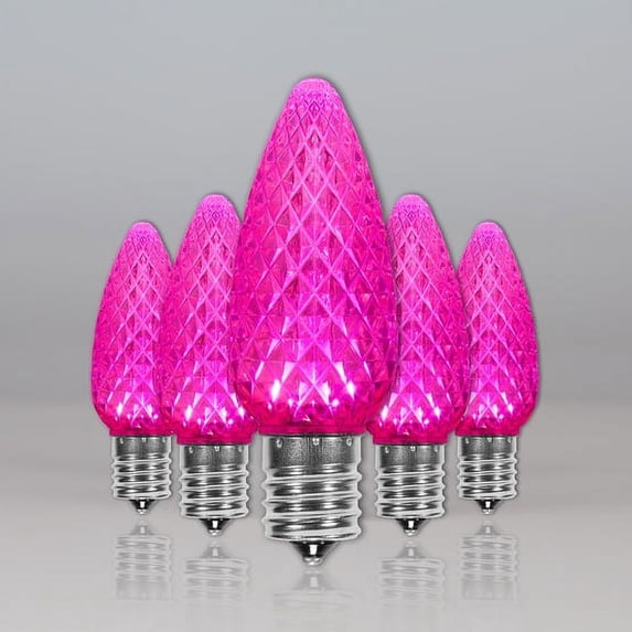 OptiCore C9 Shatterproof Pink LED Christmas Lights Replacement Bulbs for String Lights, Pack of 25, 0.84W, E17 Base