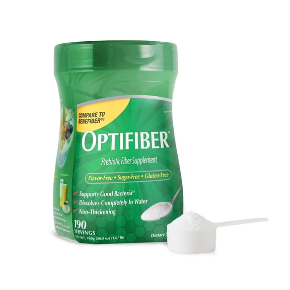 OptiFiber Prebiotic Fiber Supplement, Wheat Dextrin, Fiber Powder Unflavored 190 Servings 25.6 Ounces with a Scoolpy 1 Tablespoon Measuring Spoon
