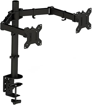 OptiLite Dual Monitor Arm, Adjustable Desk Mount with Swivel and Tilt, Black Aluminum