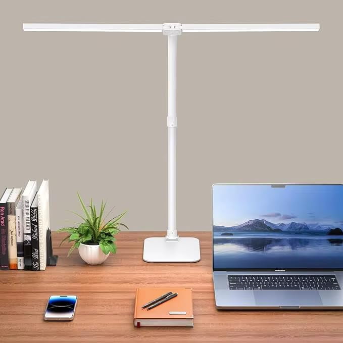 OptiLite White Clamp-On LED Desk Lamp, Dimmable Adjustable Arm Task Light with Touch Controls