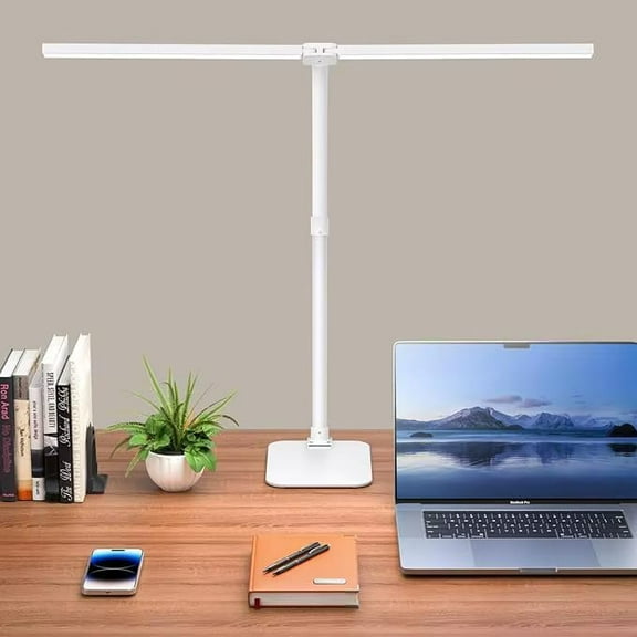 OptiLite White Clamp-On LED Desk Lamp, Dimmable Adjustable Arm Task Light with Touch Controls