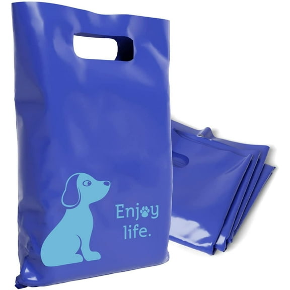 OptiPak 12x15 Merchandise Bags - Plastic Bags with Handles - Package Bags - Enjoy Life Bulk of 50 Pack Royal Blue