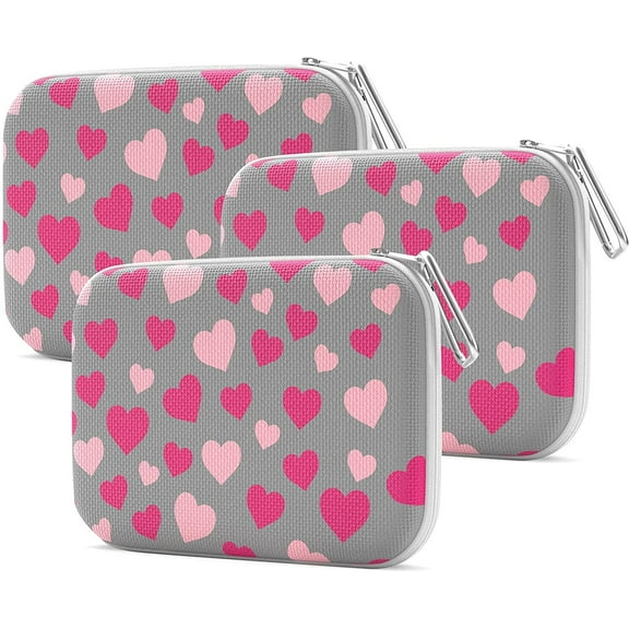 OptiPak Face Mask Storage Case - Slim Mask Case Holder - Mask Container 3 Pack, Heart