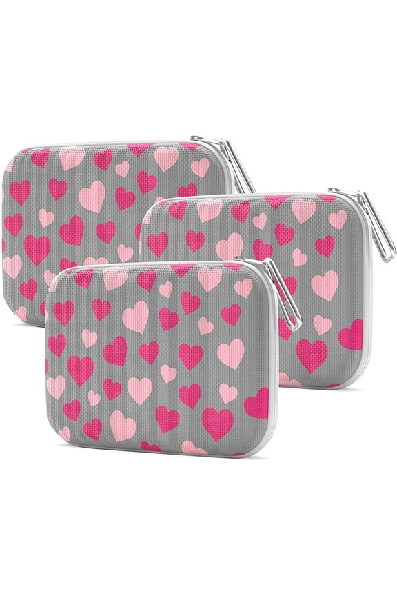 Face Mask Storage Case - Slim Mask Case Holder - Mask Container 3 Pack, Heart