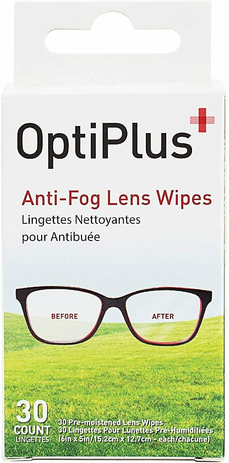 OptiPlus 30Count PreMoistened AntiFog Lens Wipes, 6" x 5"