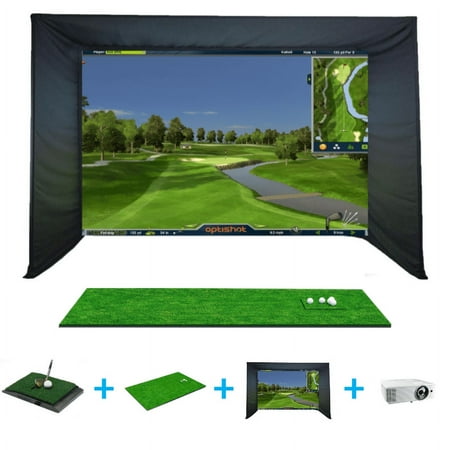 OptiShot - Golf In a Box 4 - Golf Simulator (Includes projector, screen, Pro Bay, infared sensor, mat, & net) - Multicolor