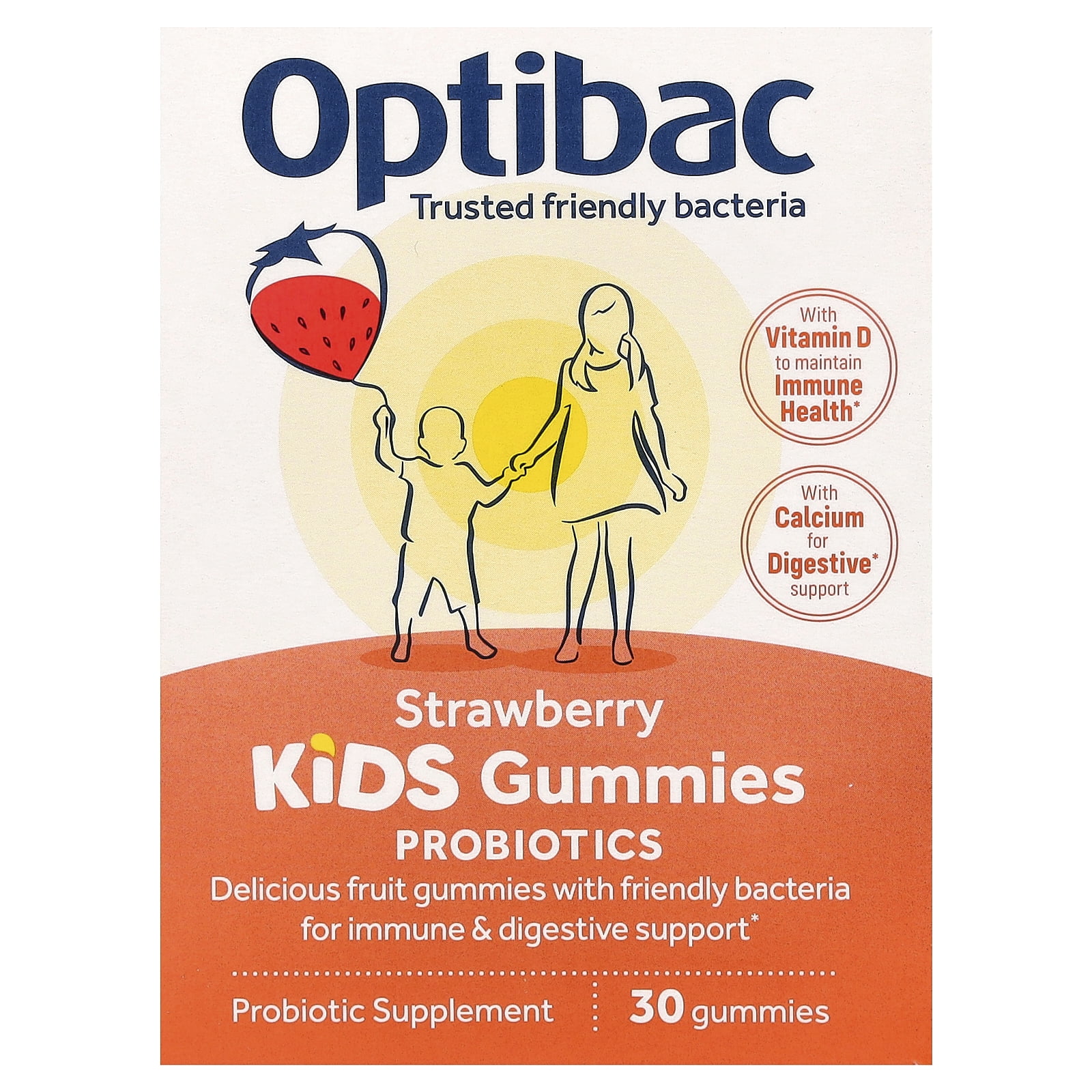 Optibac Kids Probiotics Gummies, Strawberry, 30 Gummies